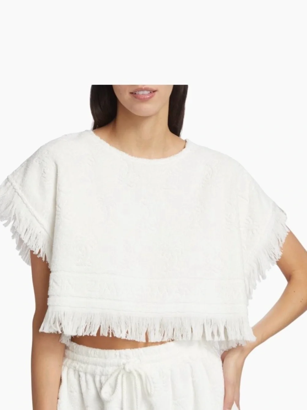 Zimmermann White Logo Jacquard Crop Top - Picture 2 of 6